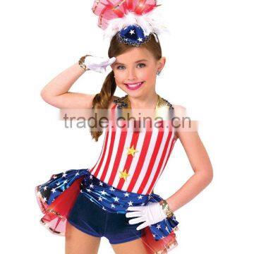 2016 New !!- girls red and white strips tap and jazz costumes