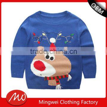 2017 thin pullover kids winter christmas sweater with reindeer pattern for wholesale