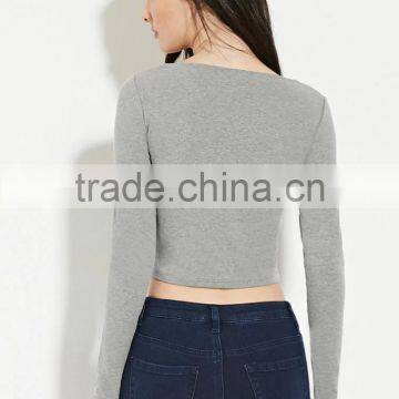 2016 China Manufacturer OEM Design Plain Dyed Cotton Summer Fashion Long Sleeve Mature Women Blouse photo-3