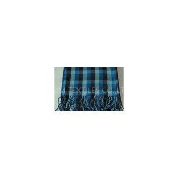 Comfortable Plaids Bamboo Throw Blanket , Blue Anti - Pilling