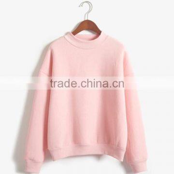 Autumn winter warm fleece high neck hoodies for ladies good sales