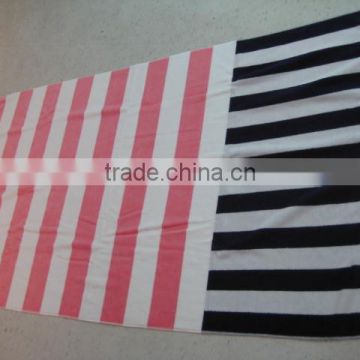 Hot sale Cotton stripe velour beach towel with fringes/tassels