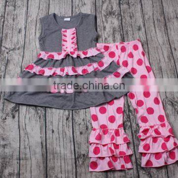 Kids Clothes Wholesale Pink Dot Print Spring Outfits Newborn Baby Clothing Set Custom Baby Clothes photo-3