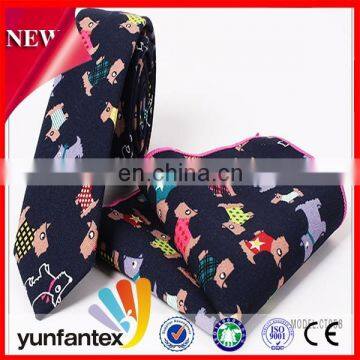 2017 latest new fashion design cotton costom print tie