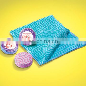 100%rayon spunlace nonwoven compressed wipes/magic round shape disposable towel