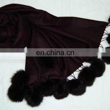 Paiseley Design Shawls With Fur Balls photo-4