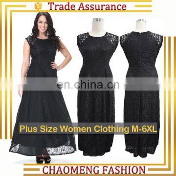 7009# Latest Designs Sleeveless Stitching Black Dresses Women Summer Lace Evening Long Maxi Dress Plus Size Women Clothing