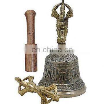 Tibetan-Singing-Bells-Tibetan-Bell-with-Dorje-and-Striker-Bronze Antique-Master-Quality-long-Vibrating-Sound-Tibetan-Bell-sets