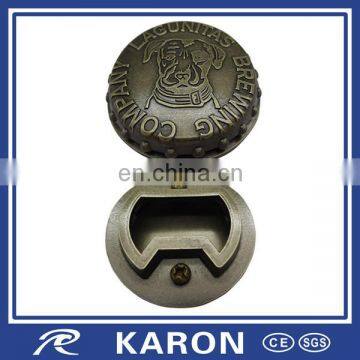 antique plated custom made round bottle opener