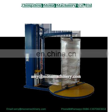 Pre-stretch film wrapping machine use for packing wooden pallets