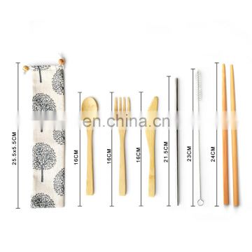 Bamboo Travel Utensils Reusable Bamboo Cutlery Flatware Set Include Fork Spoon Knife