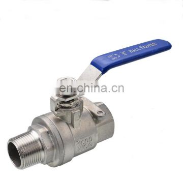 SS316 stainless steel 2-PC internal and external silk ball valve 1/2 inch Fx M thread