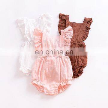 Lovely Romper Sleeveless Summer Linen Ruffle Baby Romper