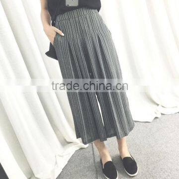 Striped Statin Chiffon Wide Leg Pants
