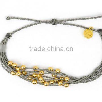 Hot New Many Layers Red Wax Cord Knot Bracelet With Copper Beads for Luck Girl photo-5