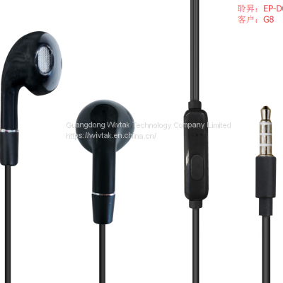 CE, ROHS approved plastic earphone in 3.5mm plug for mobile phone accessories