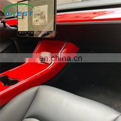 ABS Red center control strip For Tesla model 3 Protection Side Edge Car souped Accessories