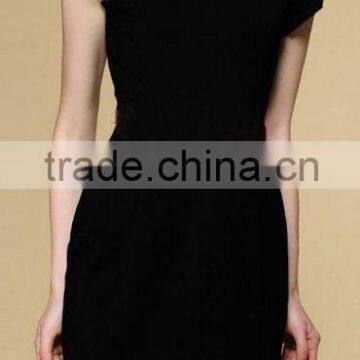 High Quality 2014 new youth o-neck short sleeve mini Party Dress with asymmetric appliqued sheath teenage party dress