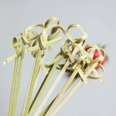 7'' Green Knotted Bamboo Disposable Skewer Picks