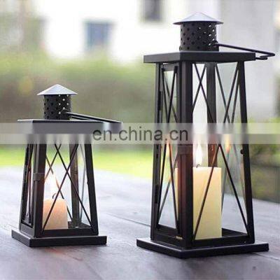 Antique Moroccan Glass Hanging Iron Candle Holder Metal Candle Lantern For Wedding