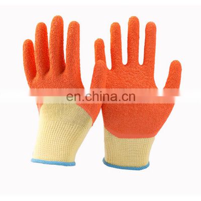 10Gauge Polycotton Liner 3/4 Orange Latex Dipped Gloves Rubber Coated Work Gloves for Construction