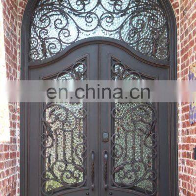 Villa Courtyard Wrought Iron Cast Grill Gate Golden Supplier High Quality Precision Iron Front Double Entrance Houses Door