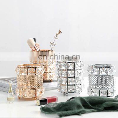 Candle Jar Restaurant Christmas Luxury Empty Wedding Metal Crystal Gold Decorating Container Holder Candle Jar For Home Decor