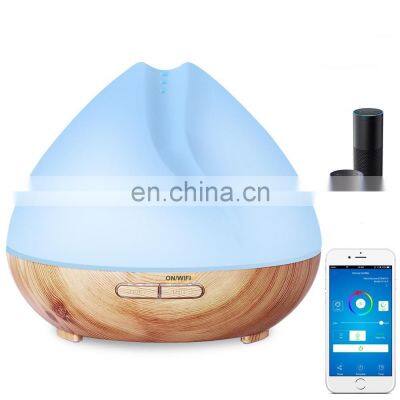 2021 WIFI App Control Smart Wireless Phone TUYA APP Wooden Grain Ultrasonic Cool Mist Aroma Diffuser Humidifier