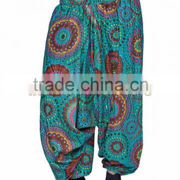 Indian Women Cotton Printed Turquoise Color Harem Pants Causal Trouser Yoga Dance Baggy Hippie Genie Casual Pants 2009TQ