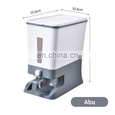 Big Measuring Cup Rotatable Foldable Kitchen Nordic Automatic 10kg Rice Food Container Glass Storage Box Rice Dispenser
