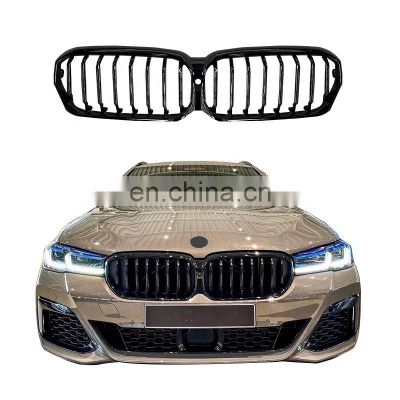 CLY Front Car Grill For 5 series single slat 2021-IN black ABS grille for bmw g30 LCI car grills