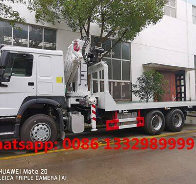 HOT SALE! Cheapest Price SINO TRUK HOWO 6*4 RHD 14tons Flatbed Truck With Knuckle Crane Boom for Sale photo-3