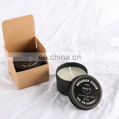 Wholesale Luxury Aromatherapy Fragrance Small Mini Black Tin Jar Soy Wax Scented Candle