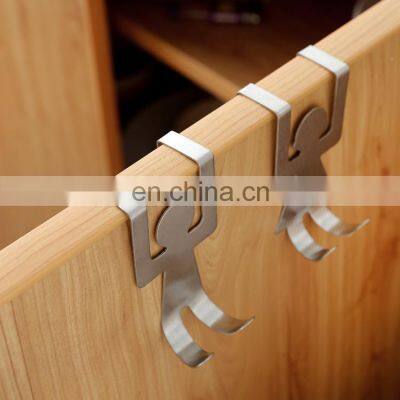 2Pc Stainless Steel Storage Rack for Kitchen Lovers Shaped Hooks Hanger Clothes Towel Home Cabinet Door Hanger Rack Tool photo-4