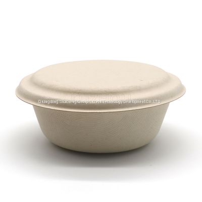 Sugarcane Bagasse Pulp Mold Disposable Biodegradable 500ML Paper Bowl Narrow Edge Bowl