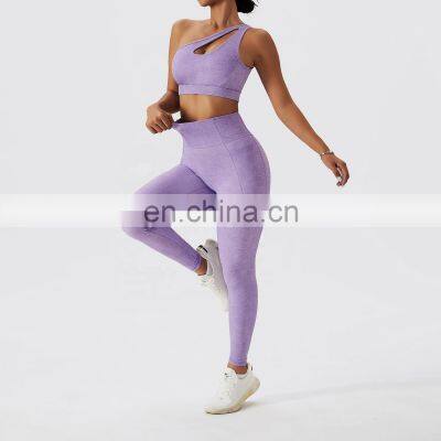 Sexy Hollow One Shoulder Printed Yoga Bras Women Custom Logo Backless Sports Tube Tops