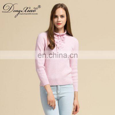 Wholesale Women's Keep Warm Pullover Pink Ladies Cable Cashmere Sweater photo-3