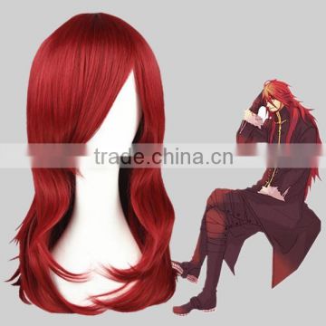 High Quality 55cm Medium Curly Naruto wig cosplay Uzumaki Karin Wine Red Synthetic Anime Wig Cosplay Hair Wigs