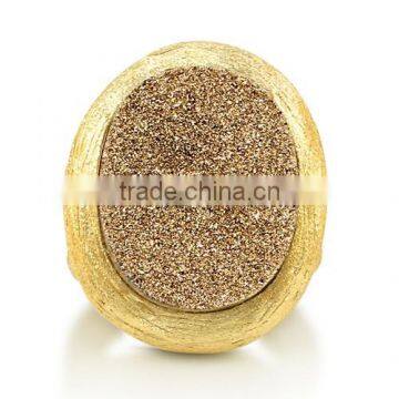 Gold Plated Flat Druzy in Oval Shapes Wholesaler Manufacturer