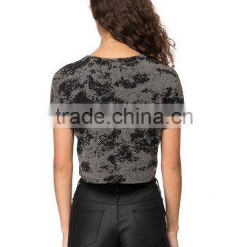 2015 China Manufacturer Customized Ladies Sexy Print France Bean Crop Tee Shirt Quality Choice photo-4