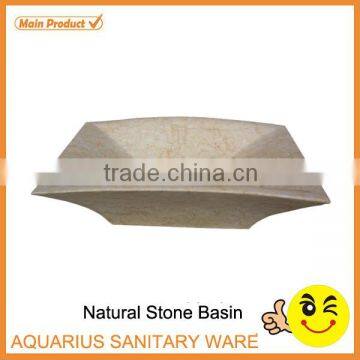 Unique Shape Yellow Bathroom Marble Stone Pedestal Basin