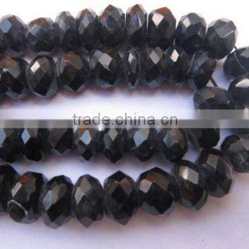 7 inch black chalcedony faceted rondell beads gemstone 8-12mm