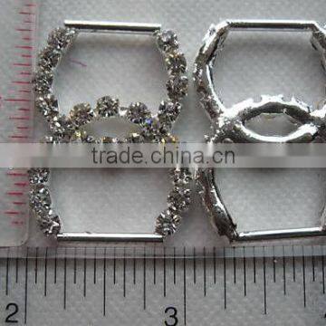 RHINESTONE BUCKLES SLIDER/METAL BASE, CH SILVER COLOR 0.85" x 1.50"