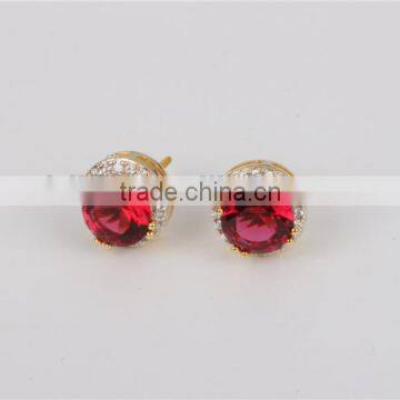 Fashion 925 Sterling Silver Red Zircon Colorful Jewelry Wholesale Stud Earrings