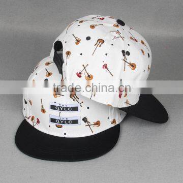 Small Guitar Printed Man Women Lovers Leather Brim Sport Sun Hat Flat Cap