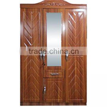 Armoire 3 doors dark beech color with middle mirror fashional design