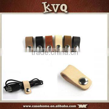 Top Layer Leather Material Cable Coiling USB Cable Tidy