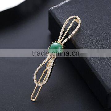Neoglory Accessories Beautiful Green and Blue Zircon Crystal Vertical Clip Hair Pin photo-3