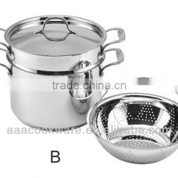 Geman Technologic Stainless Steel Stock Pot With Pasta Steamer