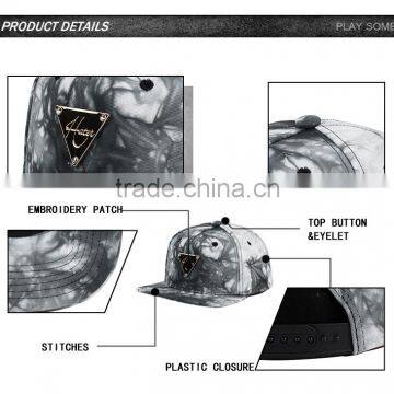 Fashion Metal Plate Tie Dyed Snapback Cap photo-2